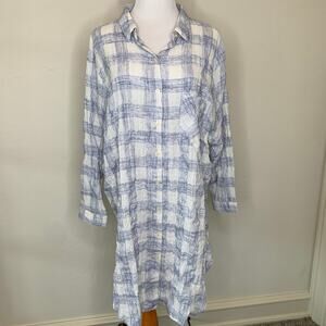 Easel Blue Plaid Lightweight Shirt Dress Sz Small